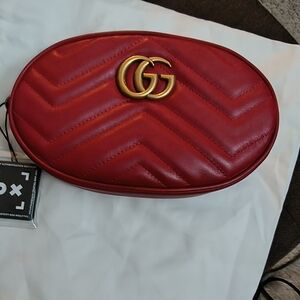 Gucci Marmont Red Matelasse Belt Bag